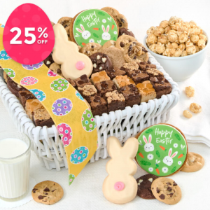豪华复活节礼篮 36 块 Nibblers® 饼干、24 块布朗尼蛋糕等等！