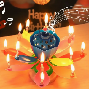1件装莲花音乐生日蜡烛