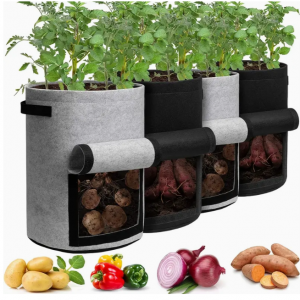 1件装带翻盖的马铃薯种植袋 7/10 加仑,带把手和收获窗口的花盆