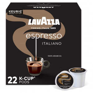 Lavazza Espresso Italiano Single-Serve Coffee K-Cups, Medium Roast, 22 Count Box @ Amazon
