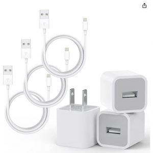 ZUQIETA USB接口充电器+数据线 3个,Apple MFi 认证 适用于多款iPhone @ Amazon