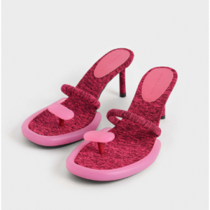 37% Off Electra Recycled Polyester Heeled Thong Sandals - Pink @ Charles & Keith CA