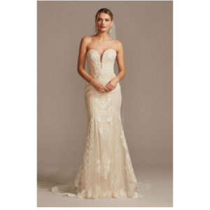 David's Bridal as is lace mermaid tall 鱼尾婚纱