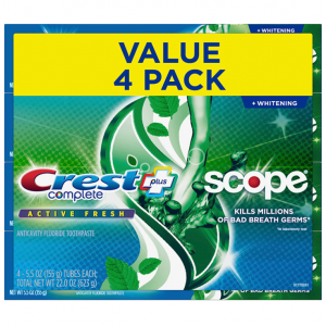 Crest Complete Active Fresh + Whitening Toothpaste, 5.5oz (Pack of 4) @ Amazon