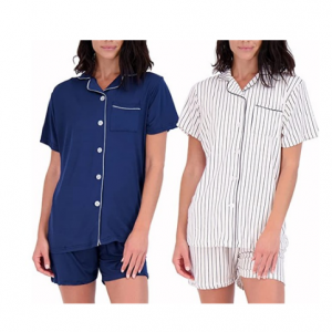 64% Off 4 Piece: Women’s Short Sleeve Button Down Pajama Set @ Woot 