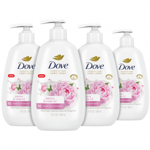 Dove  Advanced Care 牡丹玫瑰油洗手液 12oz x 4瓶 @ Amazon