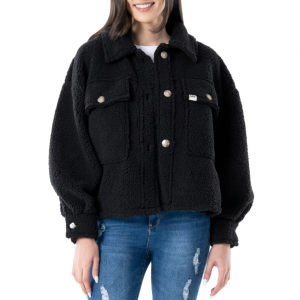Lee® Women's Long Sleeve Cropped Sherpa Shirt Jacket @ Walmart