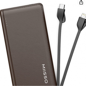 $22.31 off Slim Portable Charger Built in Cables 10000mAh Power Bank @Amazon