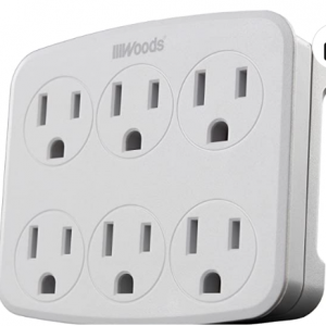 69% off Woods 41196 Wall Adapter with 6 Grounded Outlets, White @Amazon