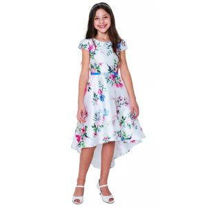 RARE EDITIONS Big Girls Floral Mikado Cap Sleeve High-Low Dress @ Macy's