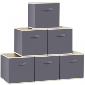 FabTotes Storage Bins 6 Pack Collapsible Storage Cubes, 11"x10.5"x10.5" (Grey) @ Amazon