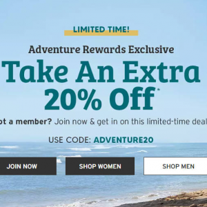 Adventure Rewards Exclusive Offer - Extra 20% Off Your Purchase @ Eddie Bauer