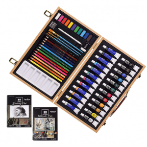 ARTIBOX 58 件套豪华木制绘画、艺术用品套装 @ Amazon