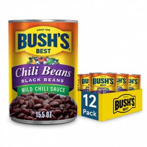 BUSH'S BEST Canned Black Beans in a Mild Chili Sauce (Pack of 12), 15.5oz @ Amazon