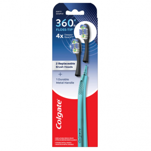 Colgate 360 Floss Tip Replaceable Head Toothbrush Starter Kit, 2 Brush Heads @ Amazon