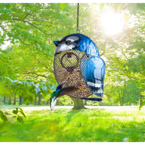 MUMTOP 藍鳥造型金屬網喂鳥器 @ Amazon