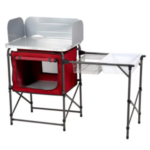 Ozark Trail Camping Table, Silver and Red, 31 Height" x 13 width" x 8.25 length" @ Walmart