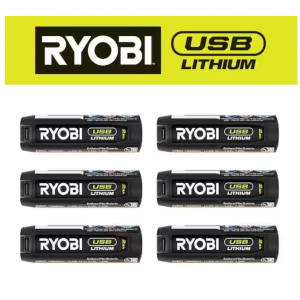 RYOBI USB Lithium 2.0 Ah Rechargeable Batteries (6-Pack) @ Home Depot