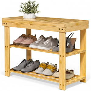 Exabang Shoe Bench Entryway with Storage- 3-Tier Wooden @ Amazon