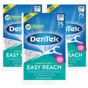 DenTek, Complete Clean Floss Picks 75 Floss Picks Pack of 3, 225 Count @ Amazon