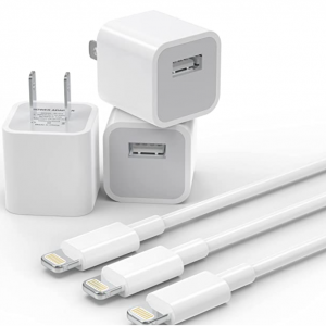 Amazon.com - iPhone 充电器线 包含充电头+数据线 3件套 ，6.3折