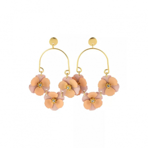 Belk Gold Tone Light Pink Flower Drop Earrings