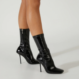 42% Off Remie Black Crinkle Patent 10.5cm Ankle Boots @ Tony Bianco