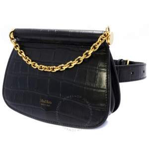 Max Mara Ladies Jana Croco Embossed Leather Belt Bag In Black