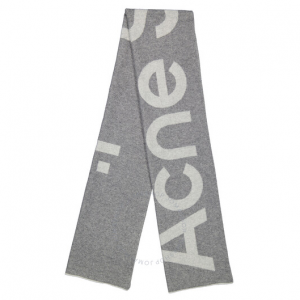Acne Studios Logo Wool Blend Frayed Scarf