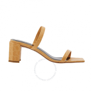 By Far Ladies Tanya Croc-Embossed Leather Slide Sandals