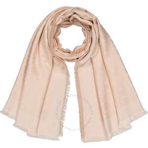 MCM Monogram Jacquard Lurex Scarf In Bisque