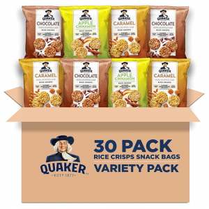 Quaker Rice Crisps, Gluten Free, 3 Flavor Sweet Variety Mix, 0.91oz Bags (Pack of 30) @ Amazon