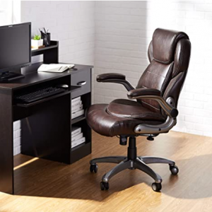 AmazonCommercial Ergonomic High-Back Bonded Leather Executive Chair, Brown @ Amazon