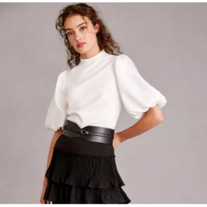 Sunday in Brooklyn Puff-Sleeve Ponte Top