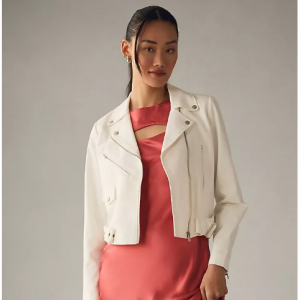 DOLAN Cropped Linen Slim Moto Jacket