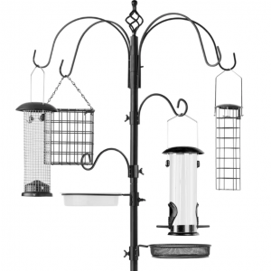 Bird Feeding Station, 6-Hook Steel Multi-Feeder Stand w/ 4 Feeders - 89in @ Best Choice Products