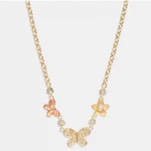 Coach Pave Butterfly Necklace