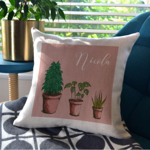 Personalised House Plant Print Linen Cushion