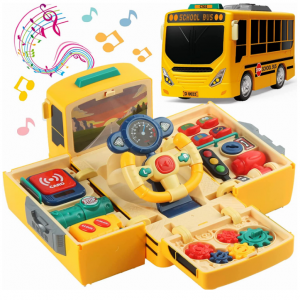 史低價！Amazon HONGTUO校園巴士玩具熱賣 模擬駕駛帶聲光