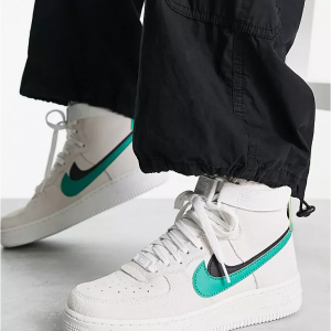 ASOS US官网 Nike Air Force 1 Hi 白绿拼色中性款运动鞋额外7折特惠 