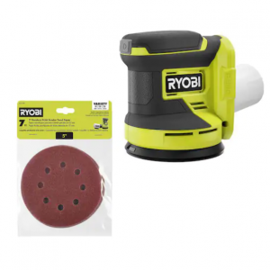 RYOBI ONE+ 18V Cordless 5 in. Random Orbit Sander (Tool Only) with 7-Piece Sand Paper @ Home Depot
