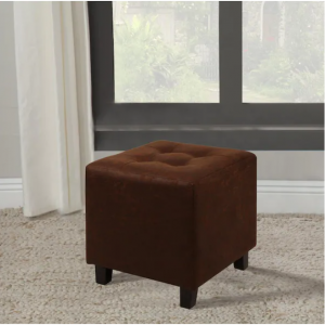 Faux Leather Brown Ottoman Stool @ Home Depot