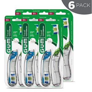 GUM Travel Toothbrush with Folding Handle, Soft Bristles, Compact, 2 Count, (Pack of 6) @ Amazon