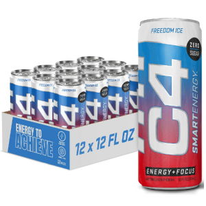 C4 Smart Energy Drink - Sugar Free Performance, Freedom Ice 12 Oz - 12 Pack @ Amazon