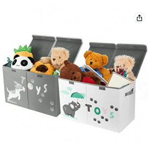 Hula兒童玩具大容量帶翻蓋儲物盒 2件套 (24.5" x 12" x 16") @ Amazon