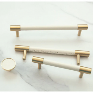 实心黄铜皮革橱柜门把手