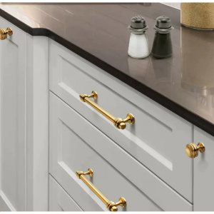 梳妆台用拉丝金色抽屉柜拉实心黄铜把手五金件