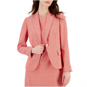 ANNE KLEIN Women's Tweed One-Button Notch-Collar Jacket