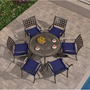 PURPLE LEAF Patio Dining Set Cast Aluminum Patio Furniture Set with Dining Armchairs and Round Tab