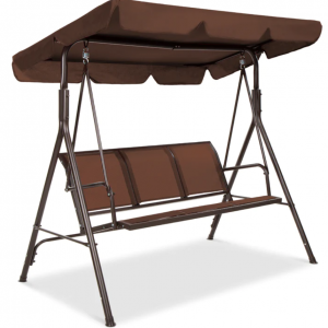 2-Seater Outdoor Canopy Swing Glider Bench w/ Textilene Fabric, Steel Frame @ Best Choice Products